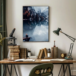 Serene Mountain Lake Autumn Reflection Art Poster