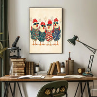 patriotic chickens standing side by side Poster