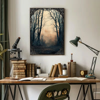 Mystical Dawn Forest Scene, Artistic Poster