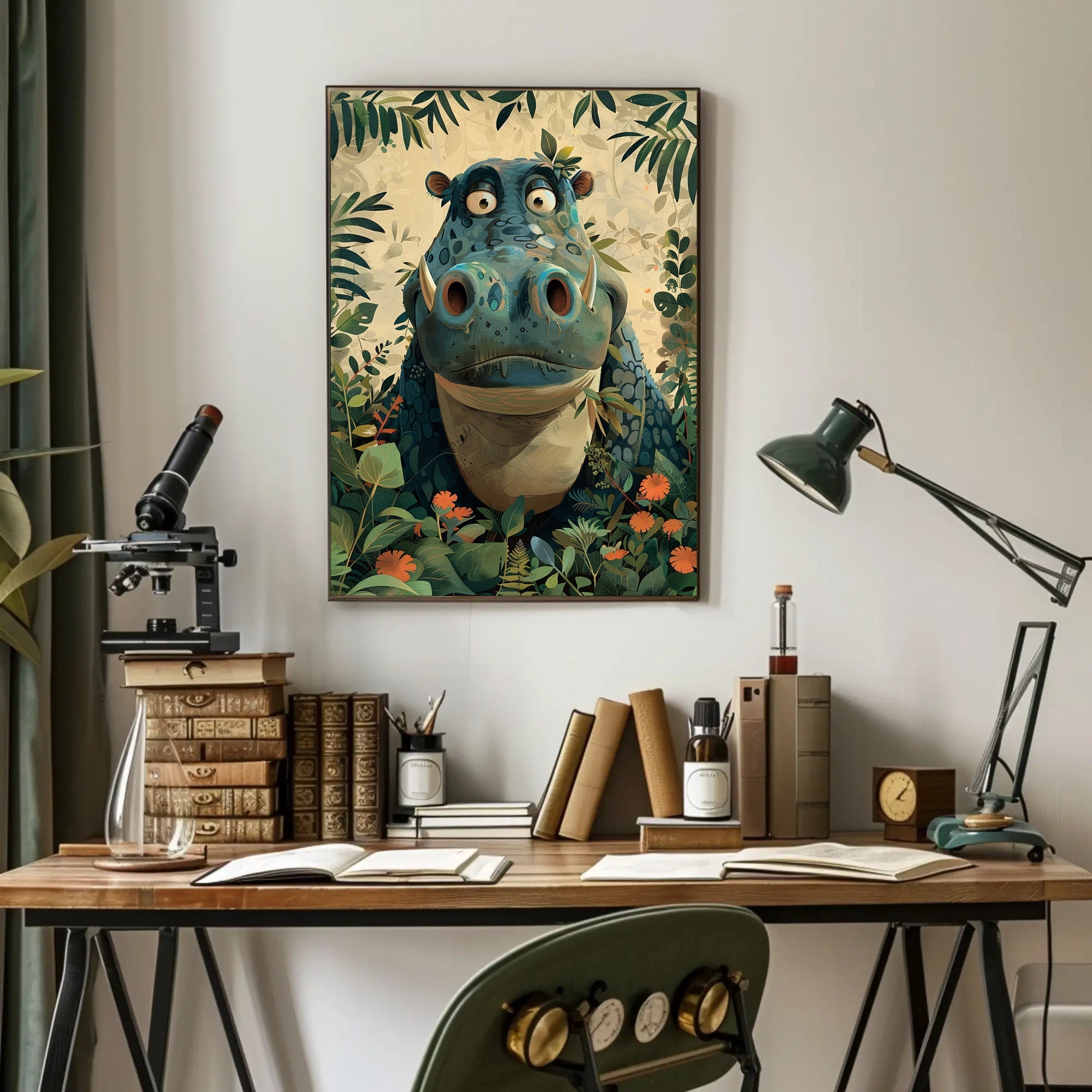 Jungle Hippo Adventure Poster PosterGoat