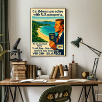 Caribbean Paradise With U.S. Passports Poster