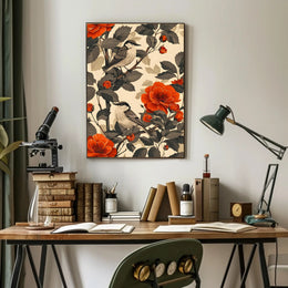 Birds and Blooms: Tranquil Nature-Inspired Animal Poster