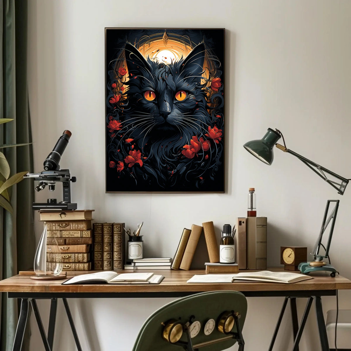 Exquisite Black Cat with Mesmerizing Eyes Animal Poster