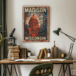 Madison Capitol Vintage Travel Poster