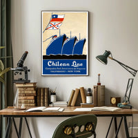 Valparaiso To New York Maritime Poster Vintage Wall Art