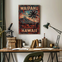 Waipahu Hawaii Vintage Art Deco Travel Collectors Poster