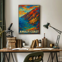 Amalfi Coast Vibrant Landscape Poster Wall Art 18x24