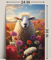 Serene Sheep In Bloom Poster PosterGoat