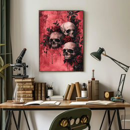 Gothic Skull and Rose Art Print - Artistic Poster