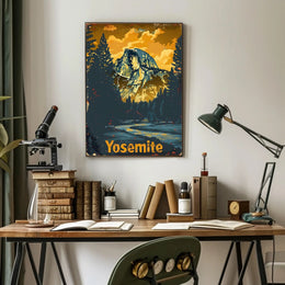 Yosemite National Park: Half Dome Under Golden Sky Poster