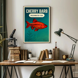 Cherry Barb Fish Vibrant Illustration Animal Poster