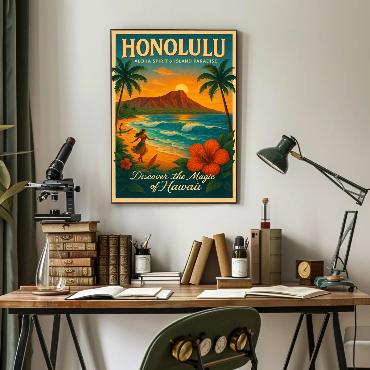 Hawaiian Paradise Vintage Travel Poster Discover Adventure