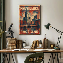 Providence Rhode Island Vintage Urban Cityscape Poster