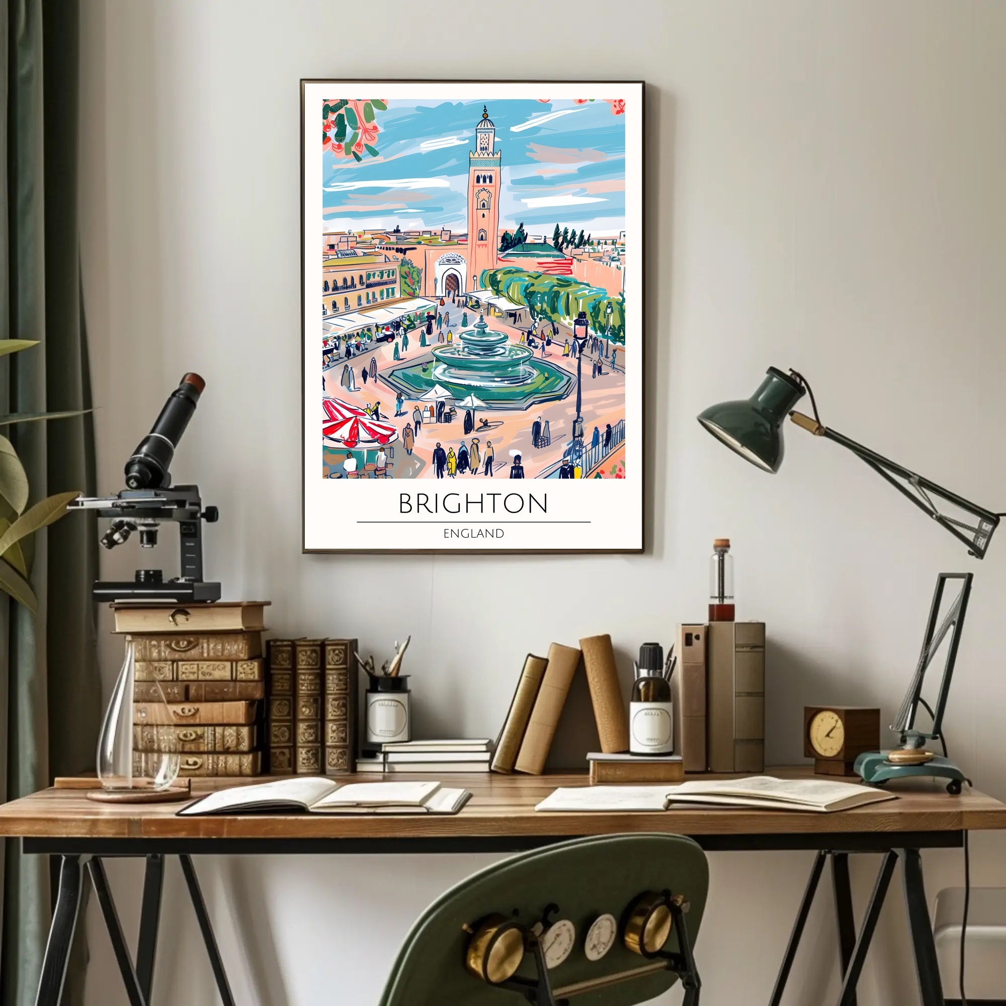 Vibrant Brighton Scene Poster PosterGoat