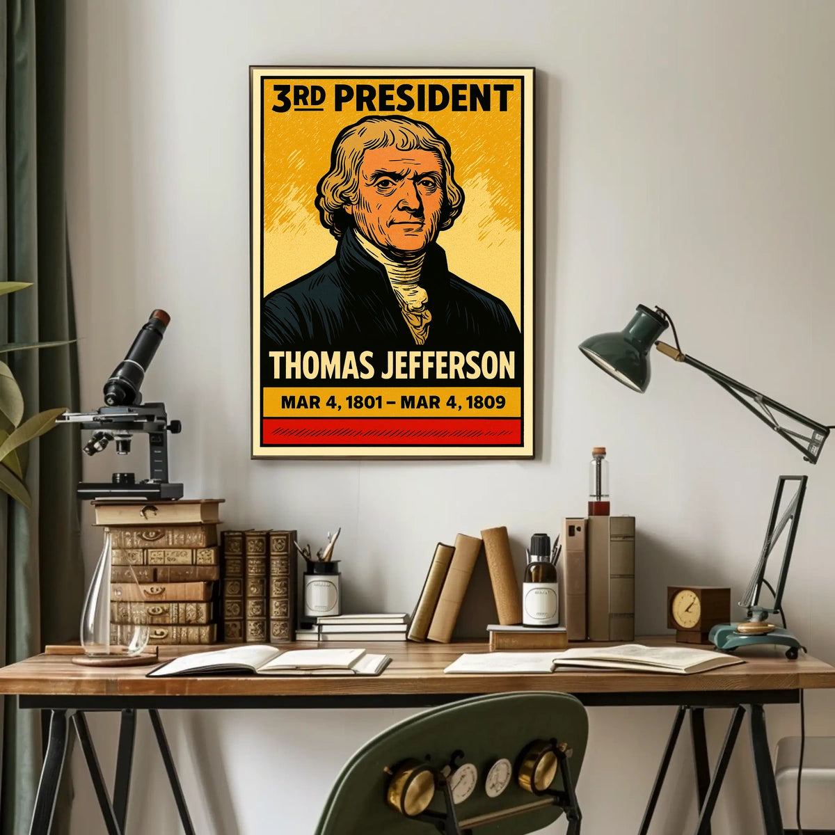 Thomas Jefferson 3rd President of the United States Inked Comic Style Poster