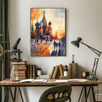 St. Basil's Cathedral Sunset Watercolor Art Poster