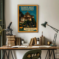 Tigers Nest Monastery Poster Vintage Travel Print