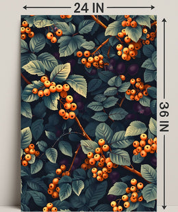 Vivid Artistic Botanical Poster with Orange Berries Illustration