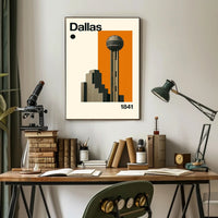 Dallas 1841 Architectural Cityscape Travel Poster