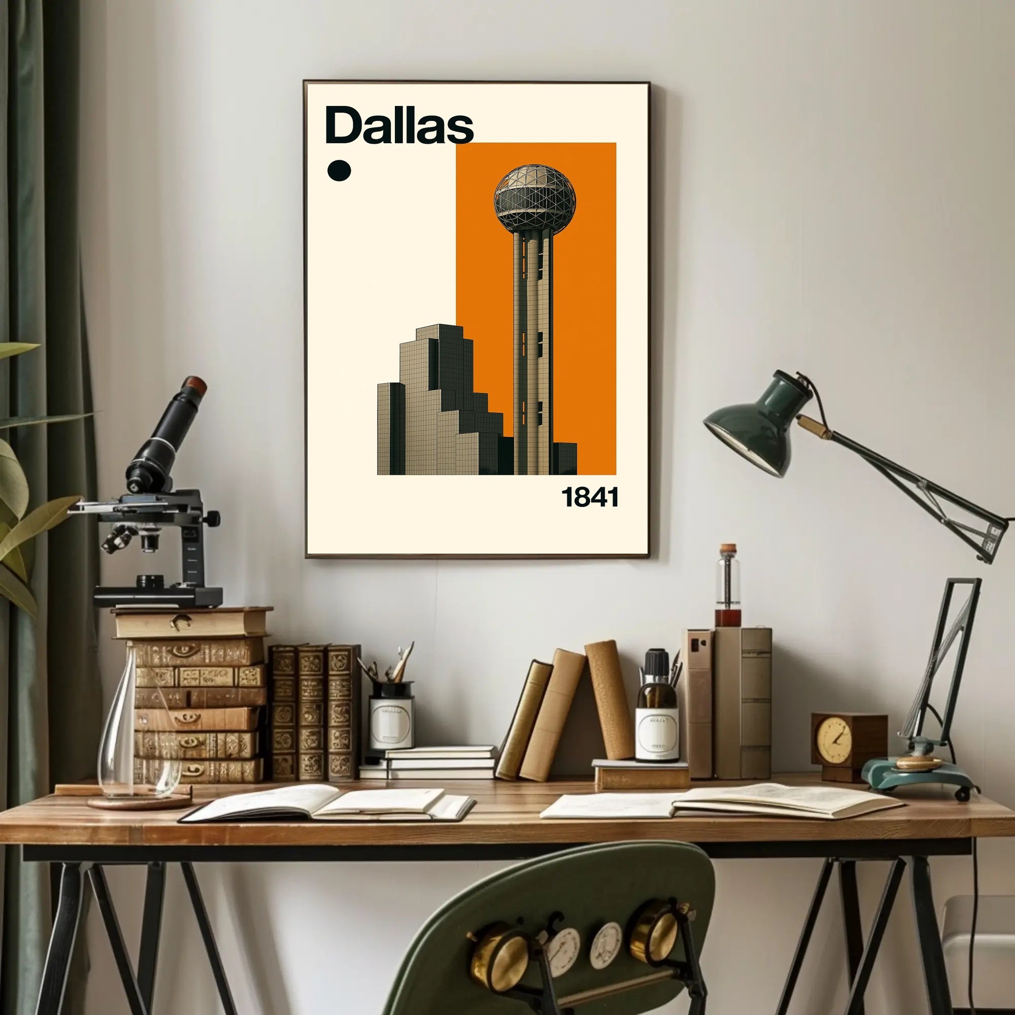 Dallas 1841 Architectural Cityscape Travel Poster