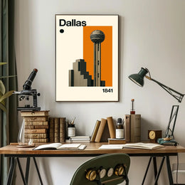 Dallas 1841 Architectural Cityscape Travel Poster