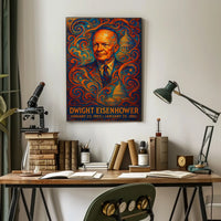 Dwight Eisenhower WWII Era Art Deco Patriotic Poster