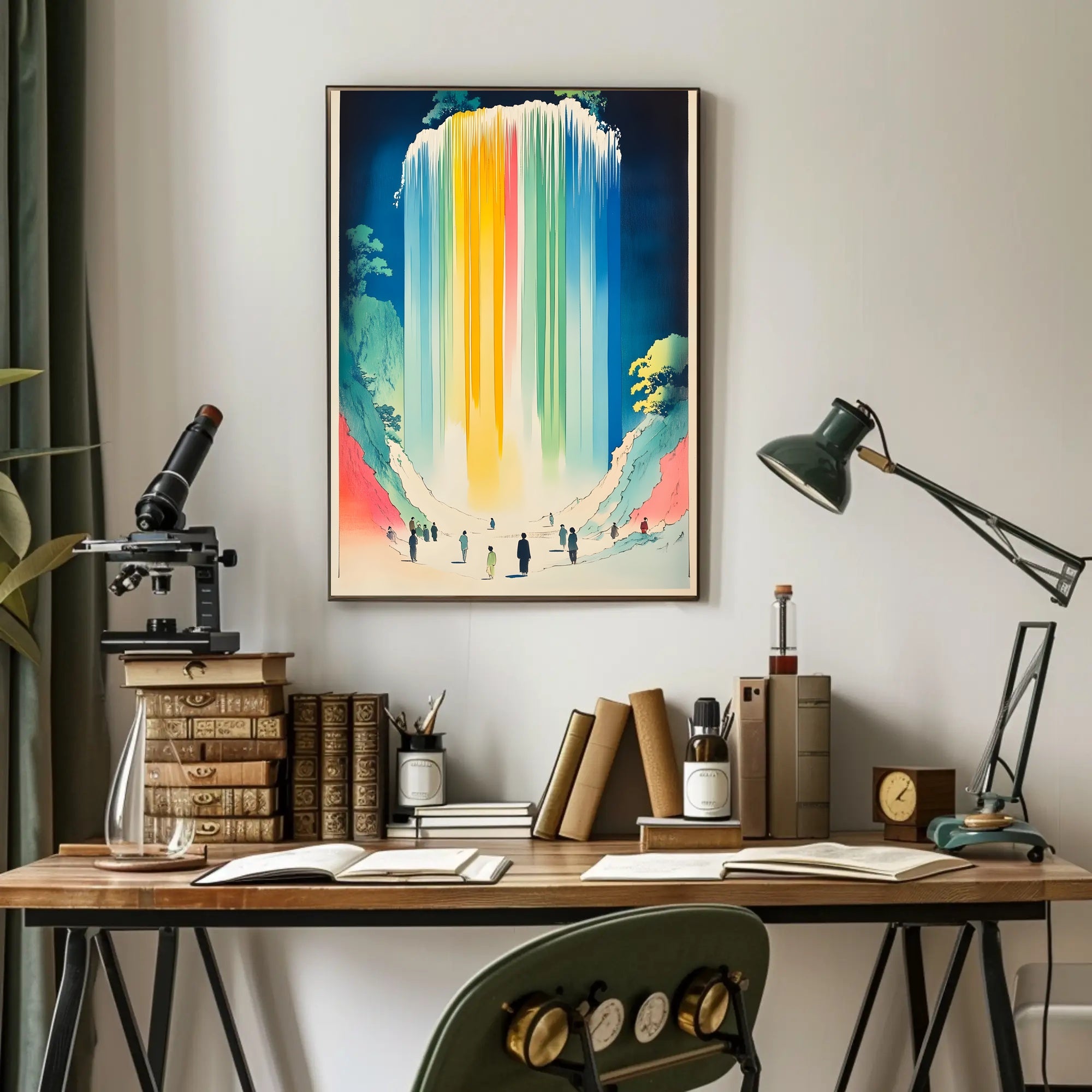 Serene Waterfall Poster Colorful Minimalist Wall Art