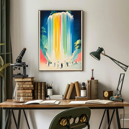 Serene Waterfall Poster Colorful Minimalist Wall Art