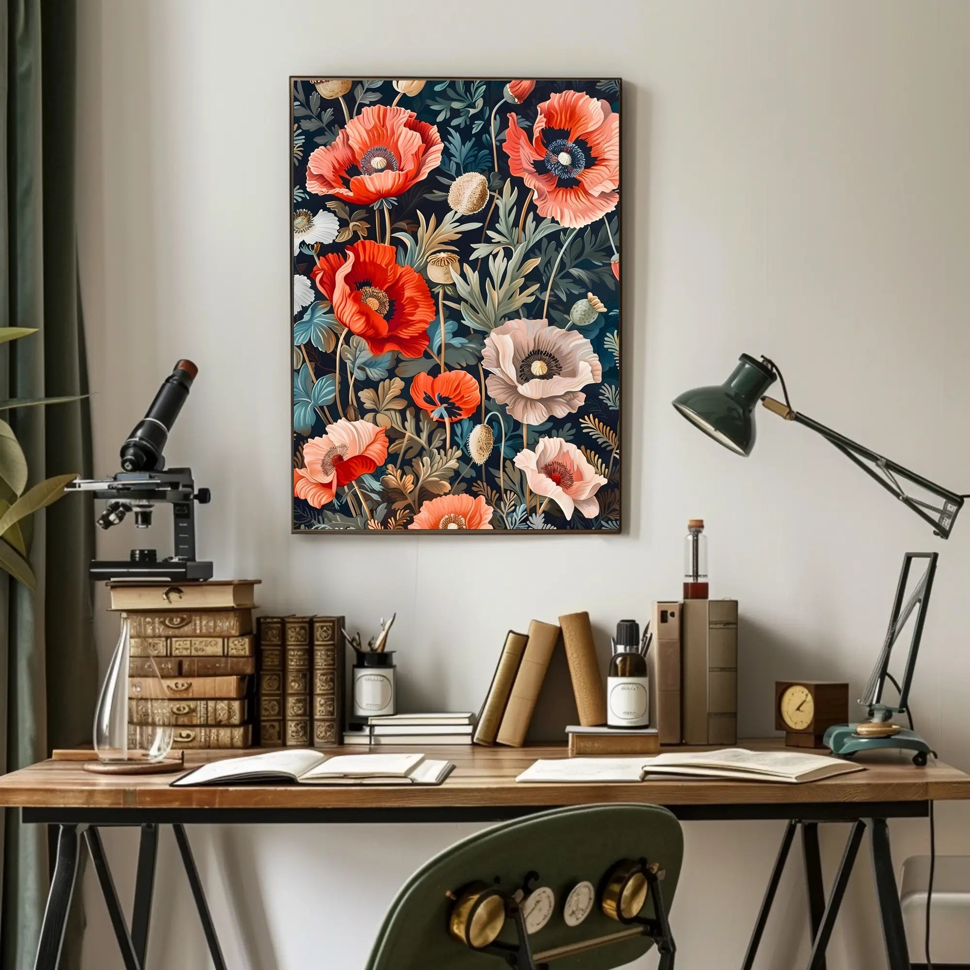 Vibrant Poppies Botanical Floral Poster Art Print
