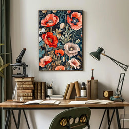 Vibrant Poppies Botanical Floral Poster Art Print