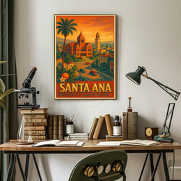 Santa Ana Retro Travel Scene Art Print Travel Poster