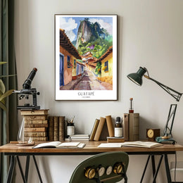 Guatapé Village Watercolor Travel Poster PosterGoat