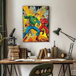 Dynamic Heroes in Action Poster