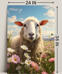 Serene Sheep In Bloom Poster PosterGoat