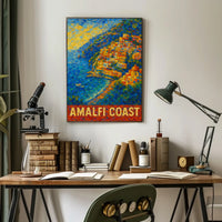 Amalfi Coast Poster Wall Art 18x24 Coastal Decor Gift Ready