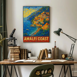 Amalfi Coast Poster Wall Art 18x24 Coastal Decor Gift Ready