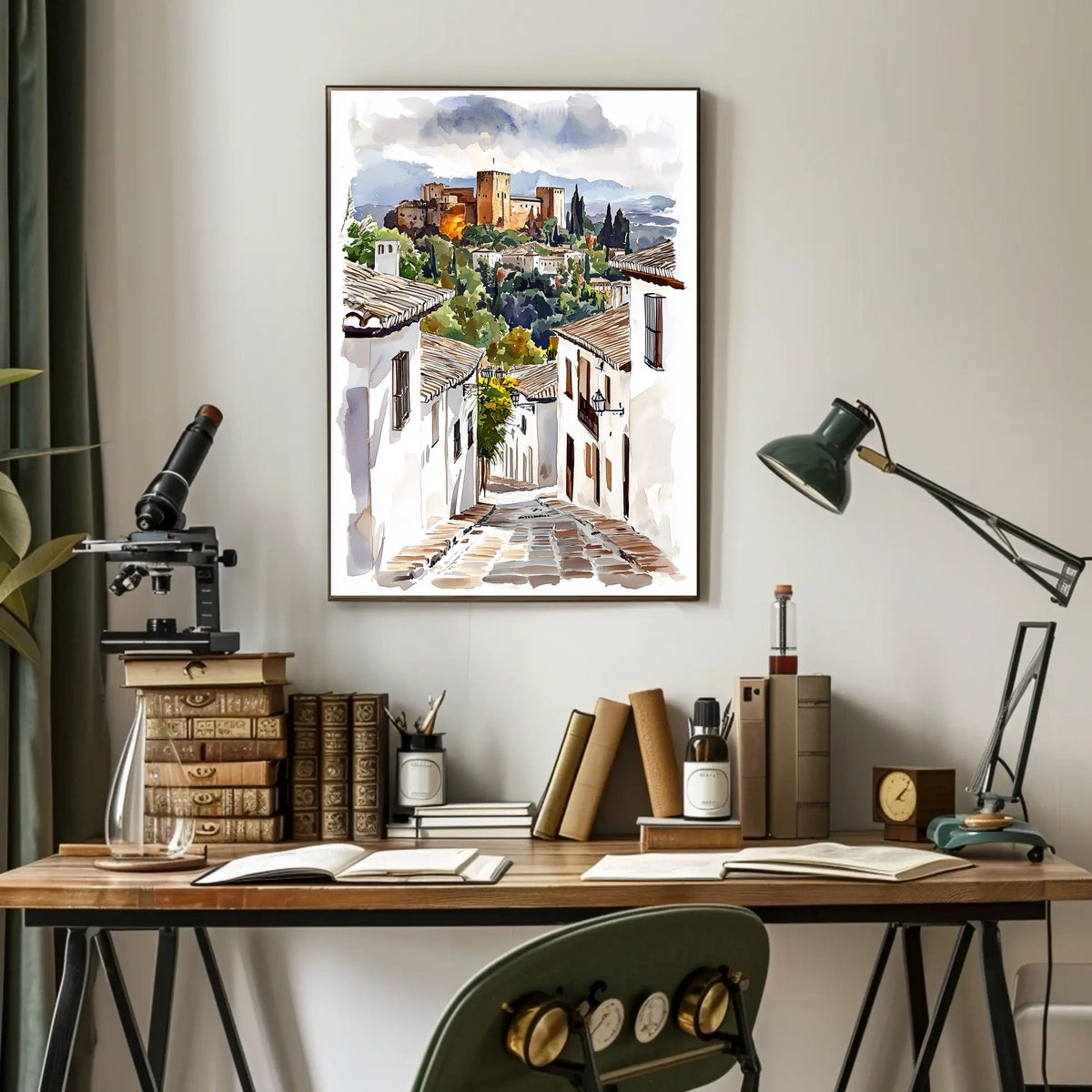 Granada Spain Alhambra View From A Historic Street Poster