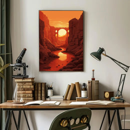 Sunset Over The Canyon Bridge Poster PosterGoat