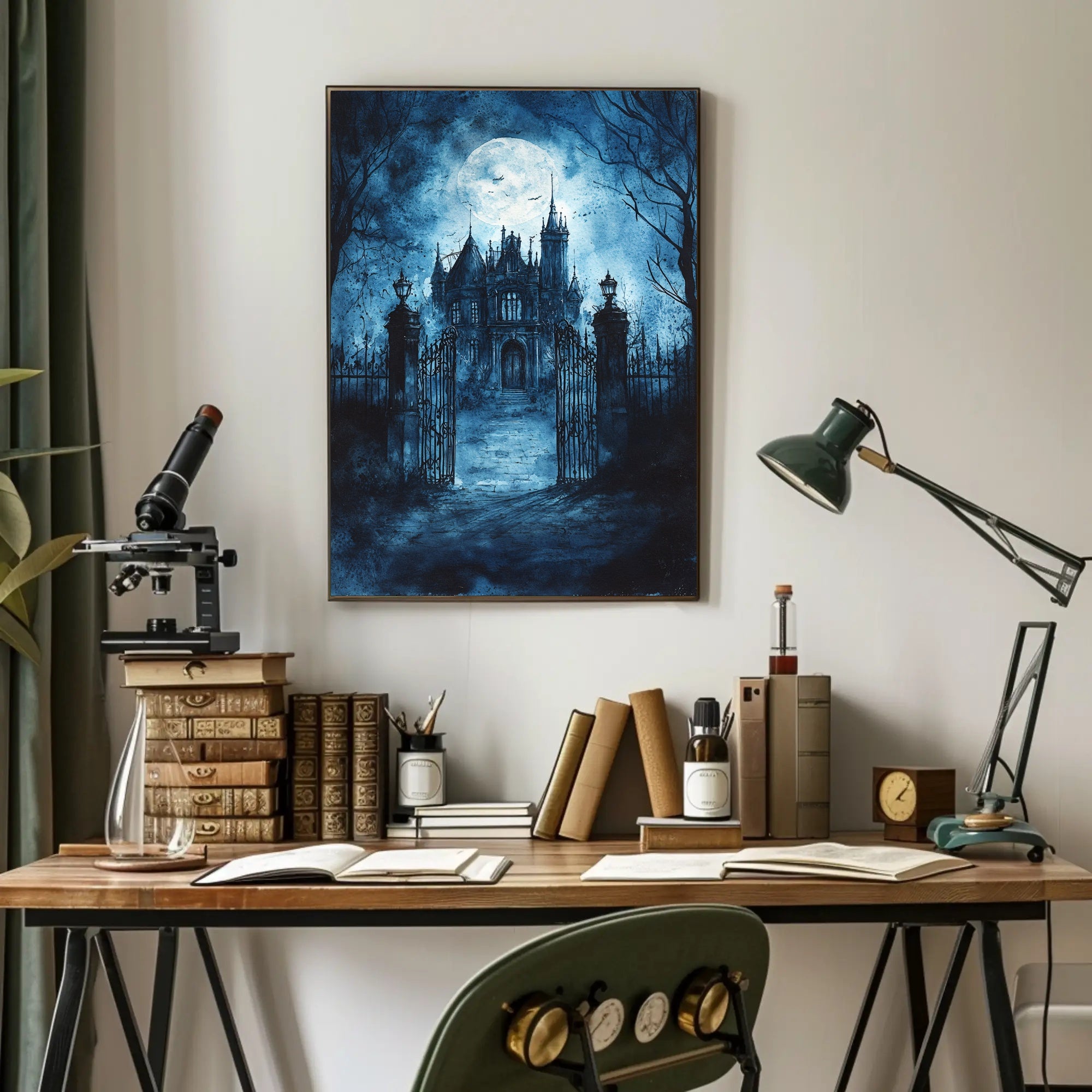 Haunted Manor Under The Moonlight Poster
