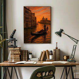 Venice Sunset Gondola: Photorealistic Travel Poster