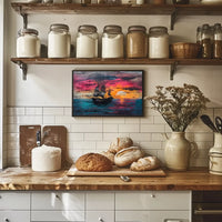 Majestic Black Sails at Sunset Art Poster