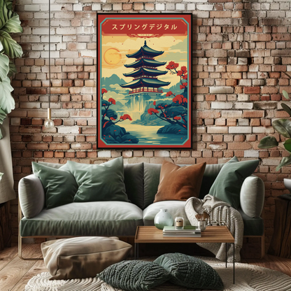 Japan Pagoda Vintage Travel Poster