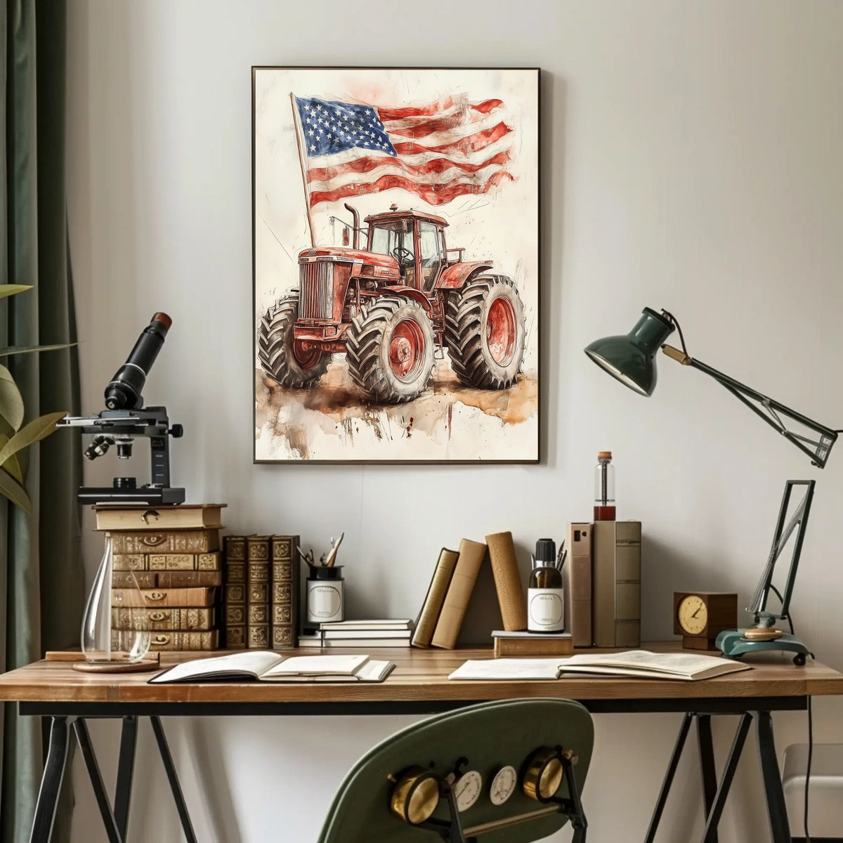 old fashioned farm tractor Poster
