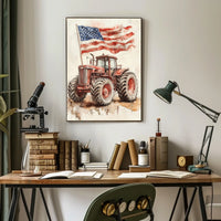 old fashioned farm tractor Poster