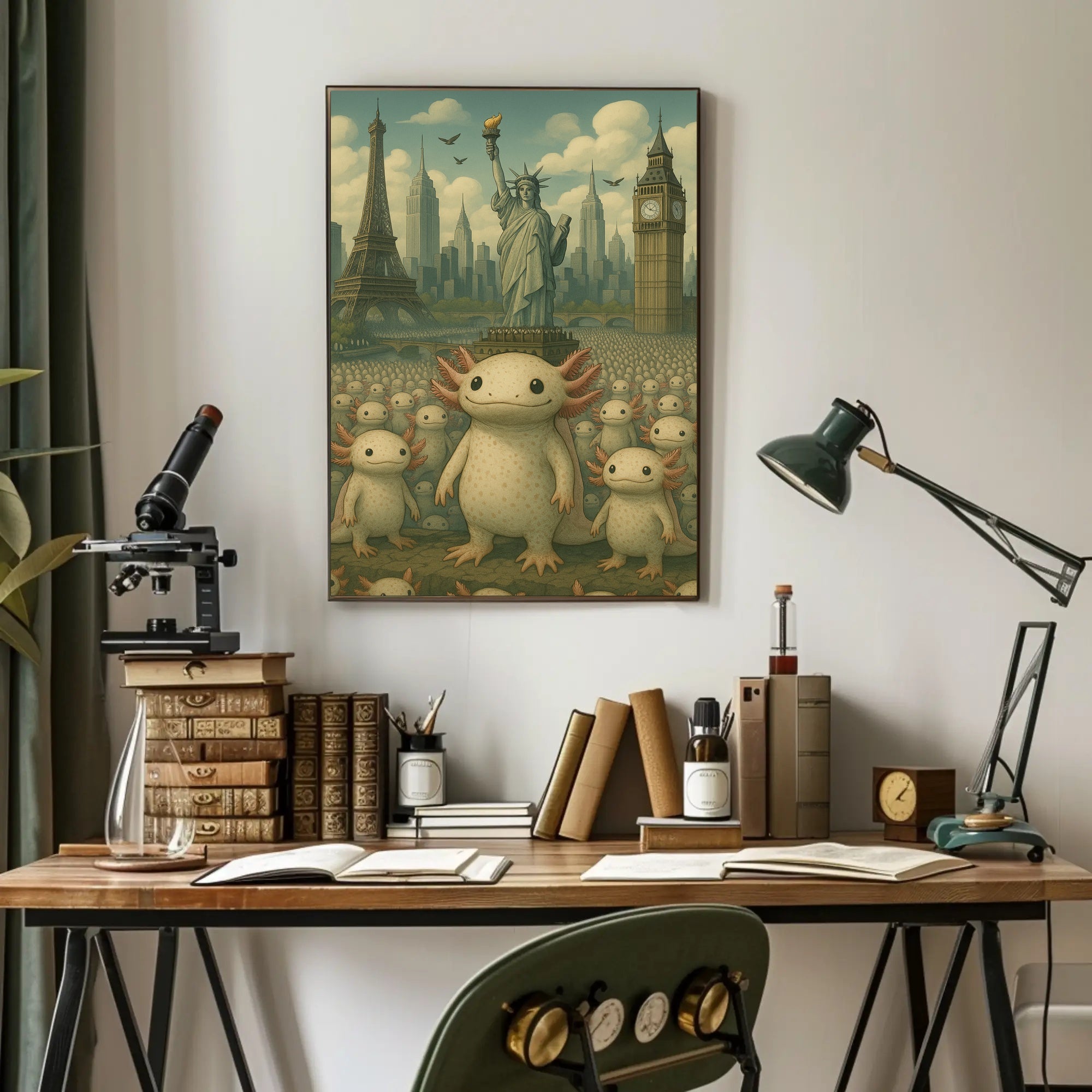 Whimsical Worlds Unite Fantasy Poster Abstract Wall Art