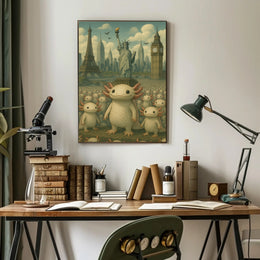 Whimsical Worlds Unite Fantasy Poster Abstract Wall Art