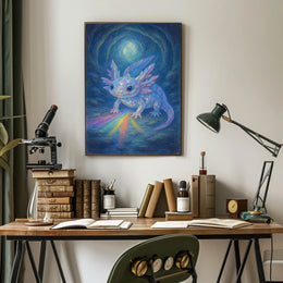 Crystal Axolotl In A Mystical Cave Poster