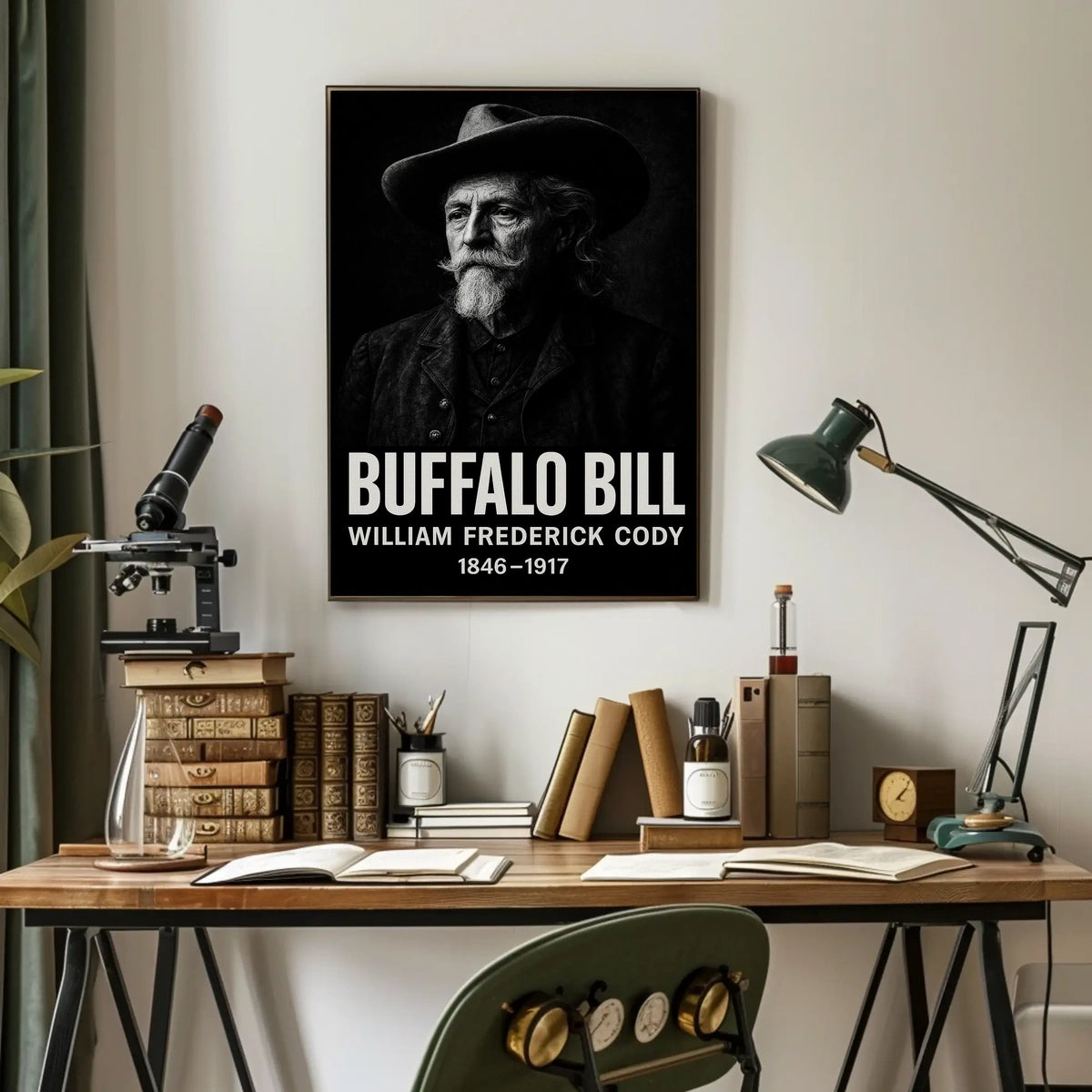 Buffalo Bill Monochrome Portrait for Cultural Heritage Poster