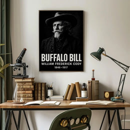 Buffalo Bill Monochrome Portrait for Cultural Heritage Poster