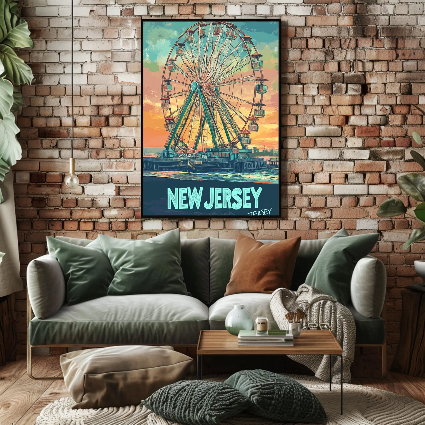 New Jersey Boardwalk Vintage Travel Poster